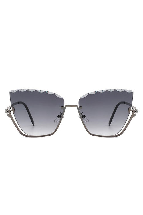 Half Frame Square Tinted Cat Eye Sunglasses