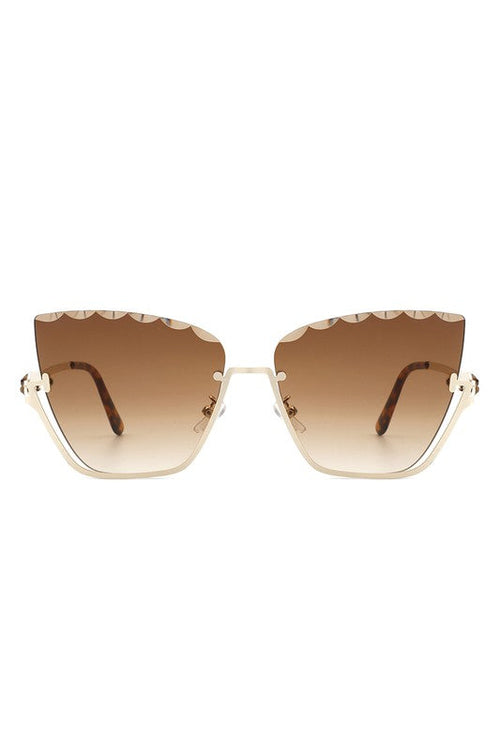 Half Frame Square Tinted Cat Eye Sunglasses