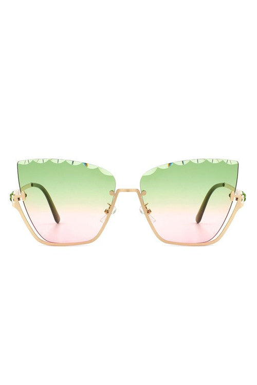 Half Frame Square Tinted Cat Eye Sunglasses