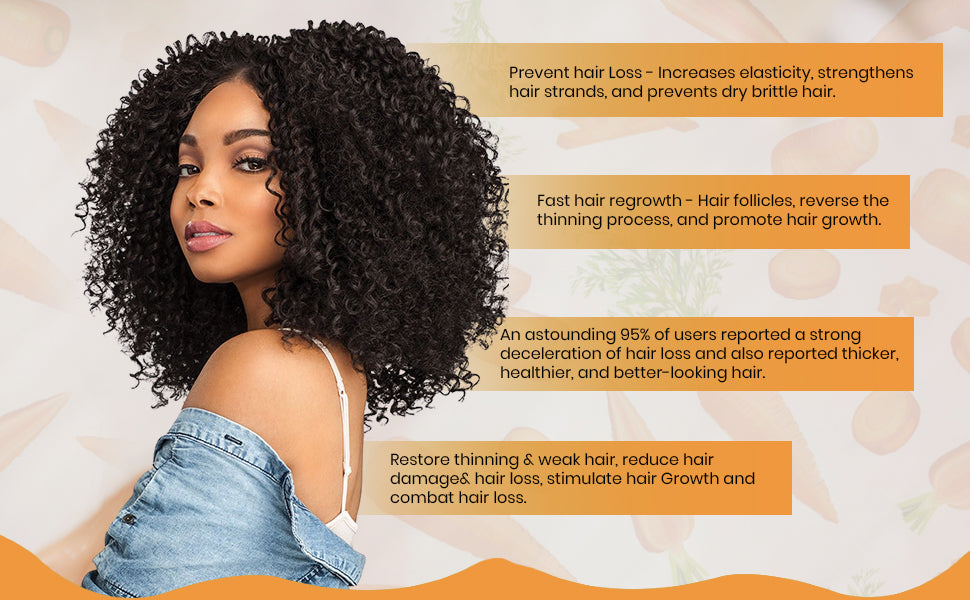 Carrot Hair Growth Oil 2oz, Herbs, Biotin, Essential oils For All Hair