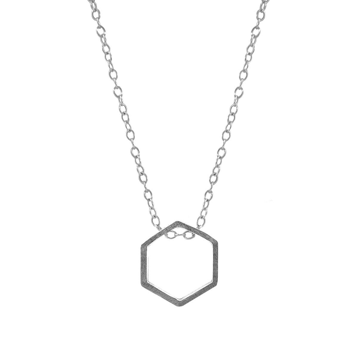 Lane Hexagonal Mini Geometric Silver Necklace