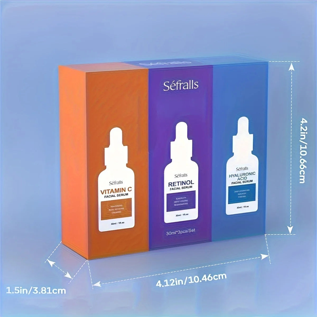 Sefrallys Act Face Serum Special – Premium Combo  -  Essence Set 30ml*3pcs With Vitamin-C Vitamin-A and Hyaluronic Acid Serum For Glistening -  Firming Hy