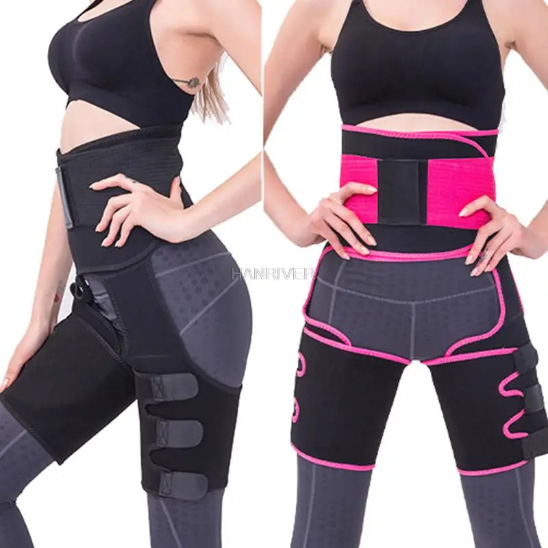 3 in 1 waist and thigh trimmer Double Compression Belt Leg Support Sweat Sauna Effect Neoprene Waist Trainer Butt Lifter Workout