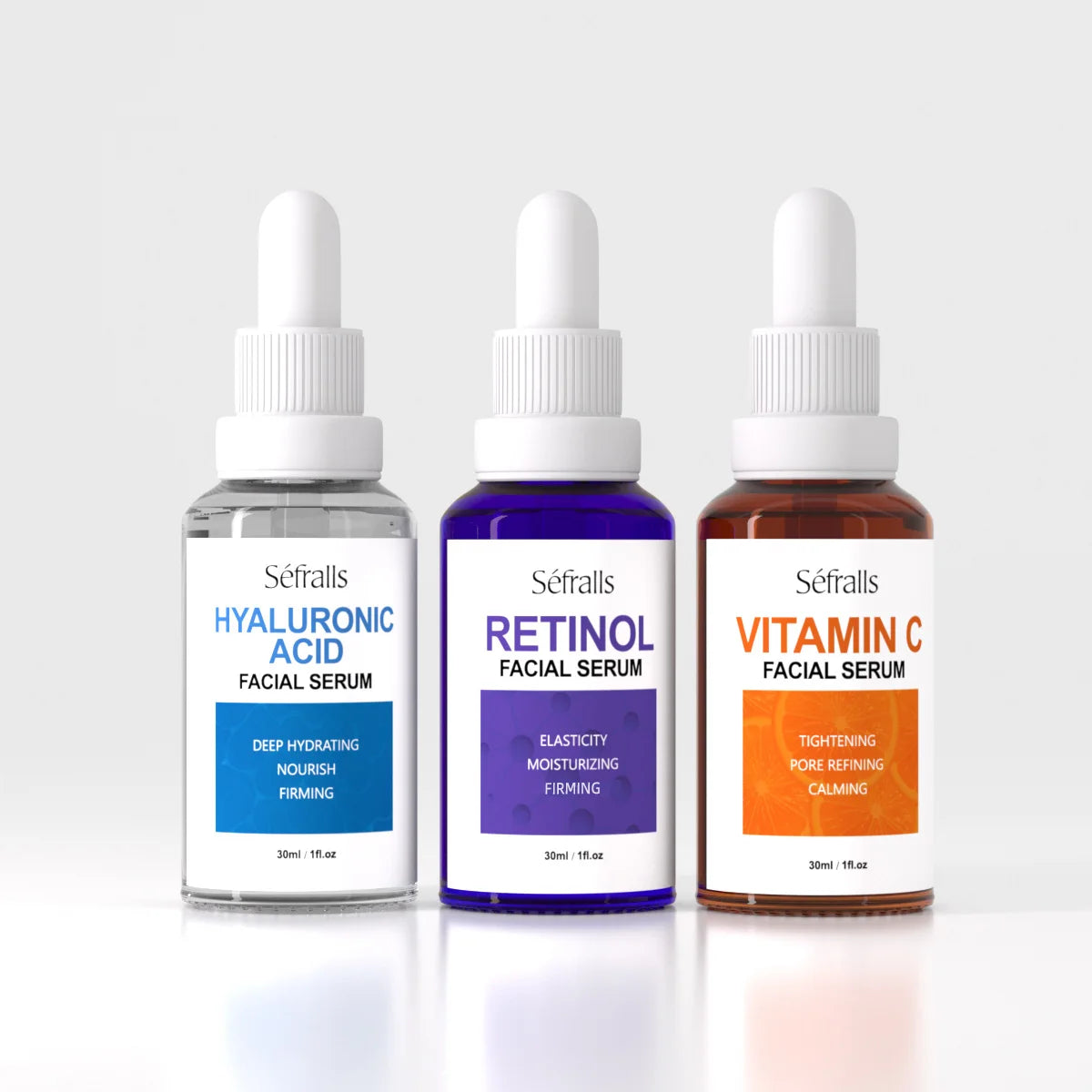 Sefrallys Act Face Serum Special – Premium Combo  -  Essence Set 30ml*3pcs With Vitamin-C Vitamin-A and Hyaluronic Acid Serum For Glistening -  Firming Hy