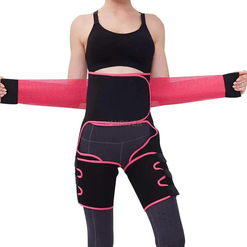 3 in 1 waist and thigh trimmer Double Compression Belt Leg Support Sweat Sauna Effect Neoprene Waist Trainer Butt Lifter Workout