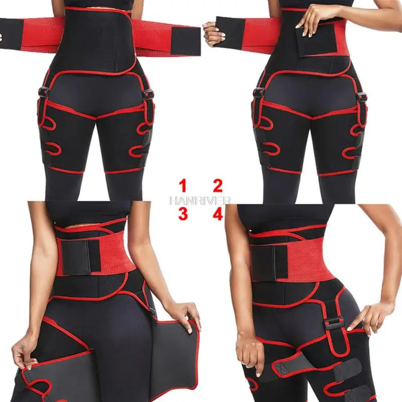 3 in 1 waist and thigh trimmer Double Compression Belt Leg Support Sweat Sauna Effect Neoprene Waist Trainer Butt Lifter Workout