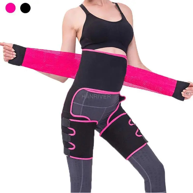 3 in 1 waist and thigh trimmer Double Compression Belt Leg Support Sweat Sauna Effect Neoprene Waist Trainer Butt Lifter Workout