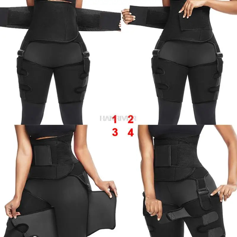 3 in 1 waist and thigh trimmer Double Compression Belt Leg Support Sweat Sauna Effect Neoprene Waist Trainer Butt Lifter Workout