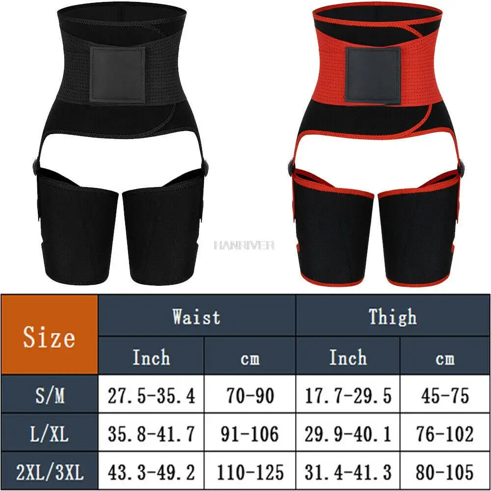 3 in 1 waist and thigh trimmer Double Compression Belt Leg Support Sweat Sauna Effect Neoprene Waist Trainer Butt Lifter Workout