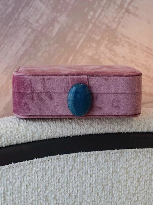 Pebble Jewellery Case, Vintage Velvet Accessory Storage Box Organiser