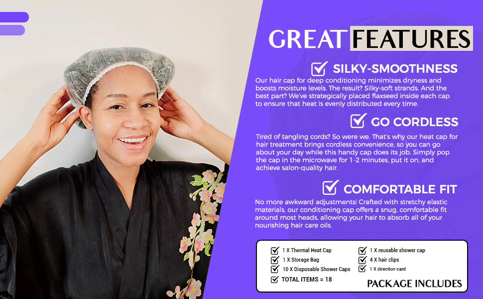 Heat Cap For Deep Conditioning - Microwave Heated Hair Cap With