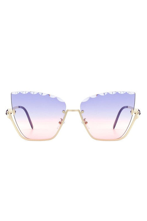 Half Frame Square Tinted Cat Eye Sunglasses