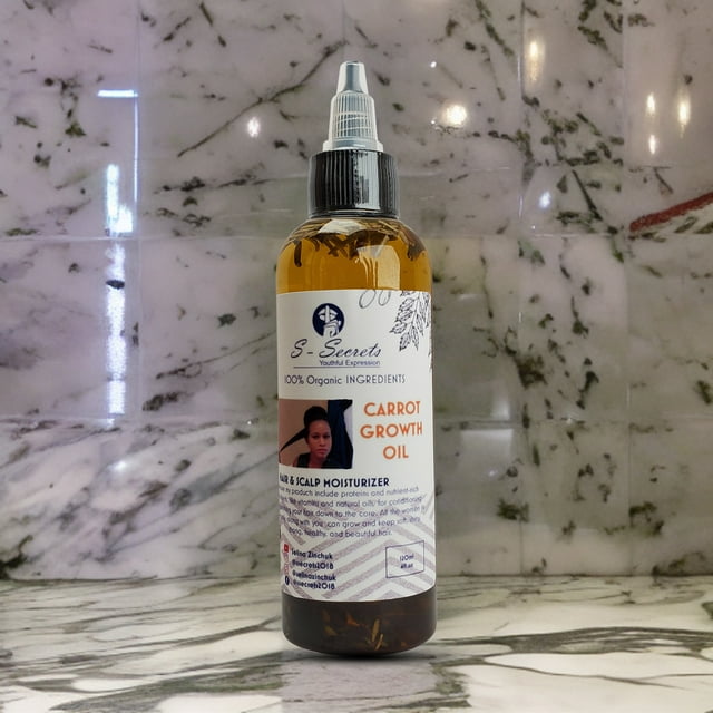Carrot Hair Growth Oil 2oz, Herbs, Biotin, Essential oils For All Hair