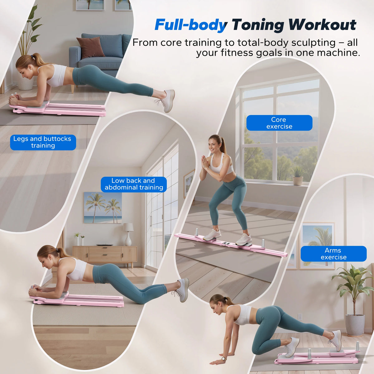 MERACH Multifunctional Pilates Board – Portable Full-Body Home Reformer