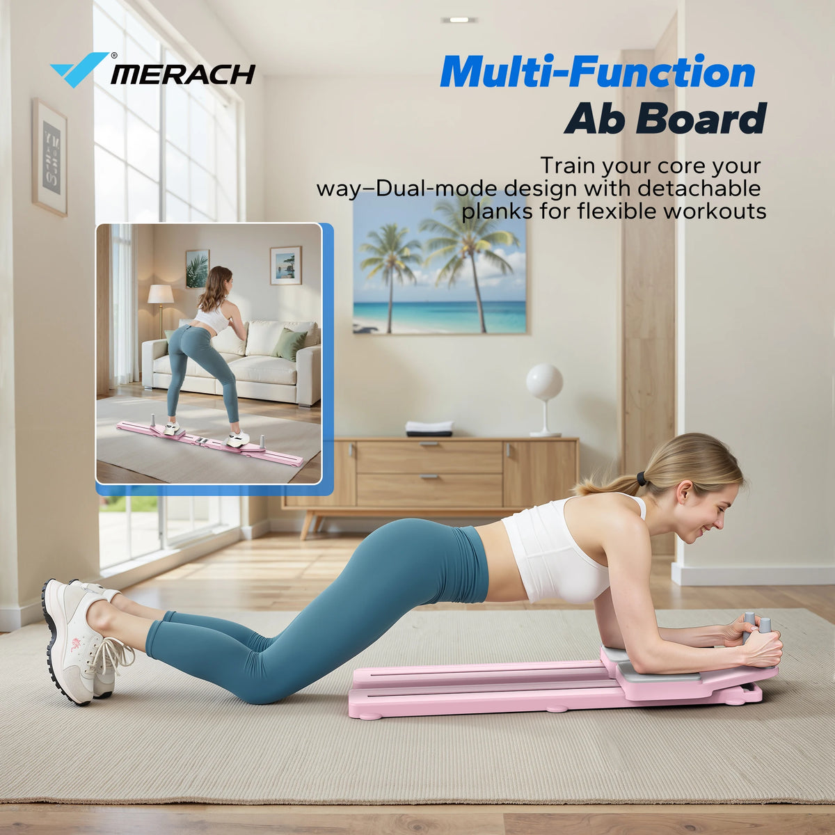 MERACH Multifunctional Pilates Board – Portable Full-Body Home Reformer