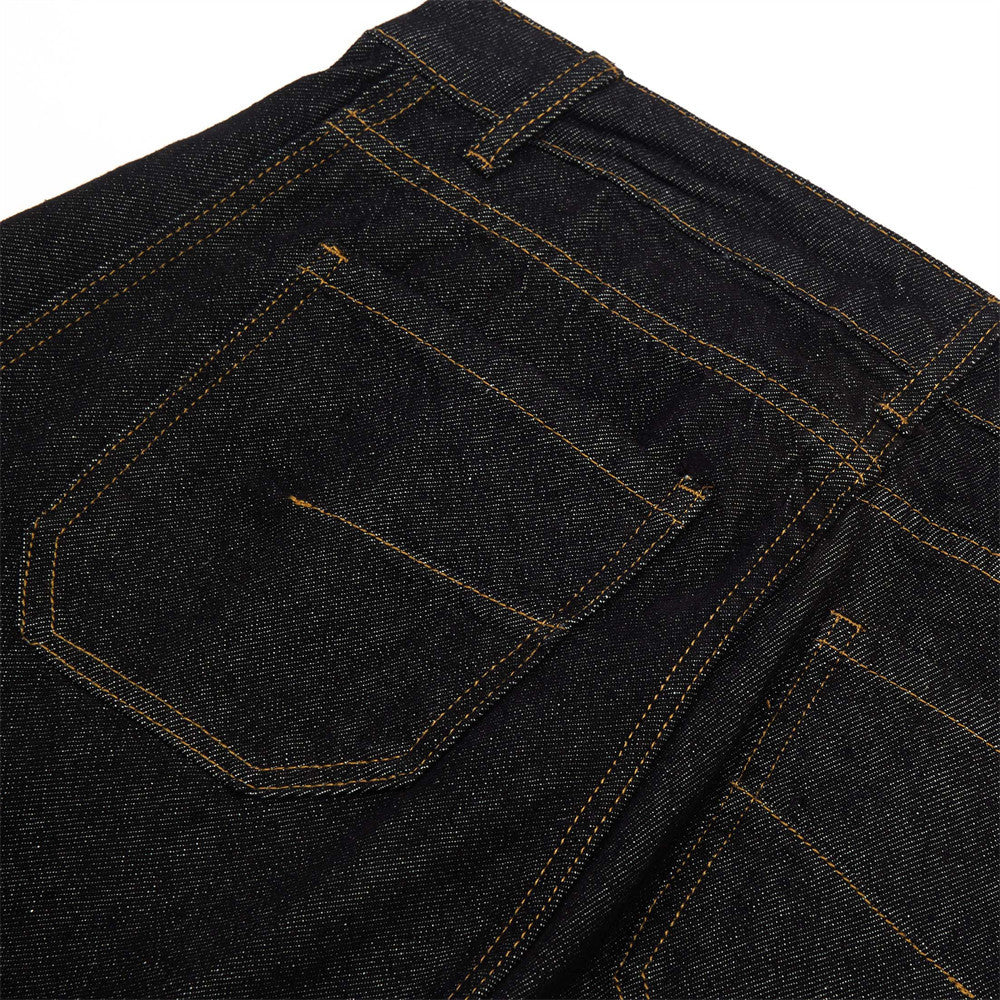 American High Street Design Denim Wide Leg Long Pants Men's Vibe Trendy Side Pleated Loose Casual Trousers