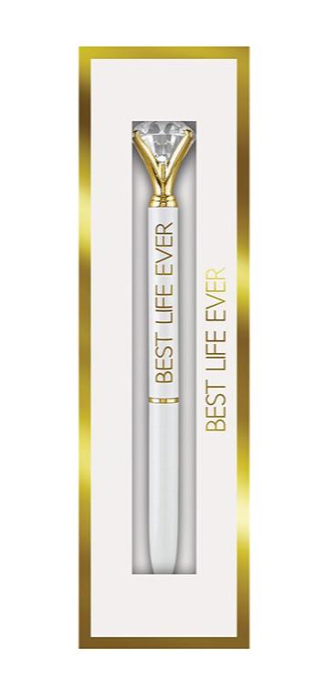 Best Life Ever Gem Pen in Gift Box | Jewel-Topped Gift Pen in Gold