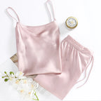 100% Mulberry Silk Pajamas Set for Women Silk Sleepwear Ladies Shorts Nightwear for Girls