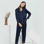 New Natural 100% Mulberry Silk Pajamas Women Set Suit Female Nghtwear Lady Sex Fashion Bed 19mm Heavy Home Service Homewear