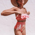 Sexy Striped Ruffled Bikini 2026 Bandeau Push Up Swimwear Women Swimsuit High Waist Bikinis Set Swimming for Women Bathing Suits