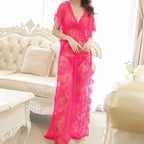 Women's Underwear Gowns Night Dress Lace Robe Wedding Gowns Women's Sleepwear Sexy Robe Floral Nightgown Long