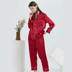 New Natural 100% Mulberry Silk Pajamas Women Set Suit Female Nghtwear Lady Sex Fashion Bed 19mm Heavy Home Service Homewear