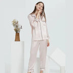 New Natural 100% Mulberry Silk Pajamas Women Set Suit Female Nghtwear Lady Sex Fashion Bed 19mm Heavy Home Service Homewear