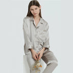 New Natural 100% Mulberry Silk Pajamas Women Set Suit Female Nghtwear Lady Sex Fashion Bed 19mm Heavy Home Service Homewear