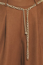 UPTOWN MOMENT CHAIN BELTED WIDE LEG PANTS
