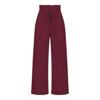 Fashion Workwear Women Dress Work Pant Casual All Matching Wide Leg Trousers Belt Commuting Pants Summer
