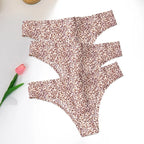 WarmSteps 3Pcs/Set Sexy Leopard Thongs Women's Panties Thongs 2024 New Female Underwear Seamless Printed Panties Ice Silk Briefs