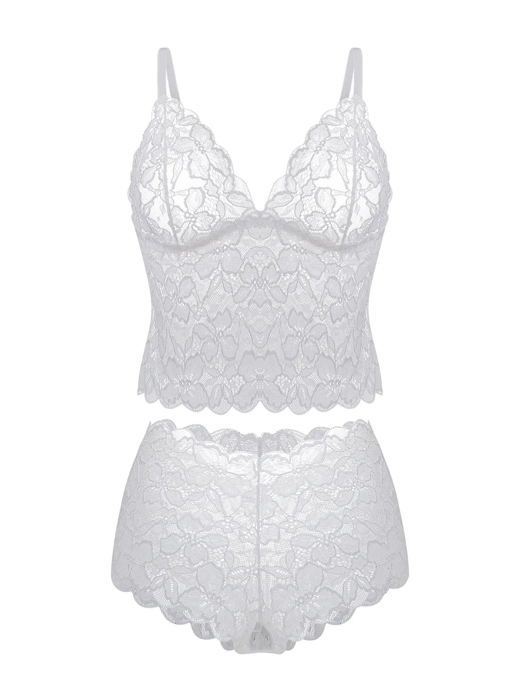 Sexy Sheer Floral Lace Bra Set for Women Wireless Unpadded Bralette and Panty Set Romantic Comfortable Underwear S-XL