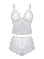 Sexy Sheer Floral Lace Bra Set for Women Wireless Unpadded Bralette and Panty Set Romantic Comfortable Underwear S-XL