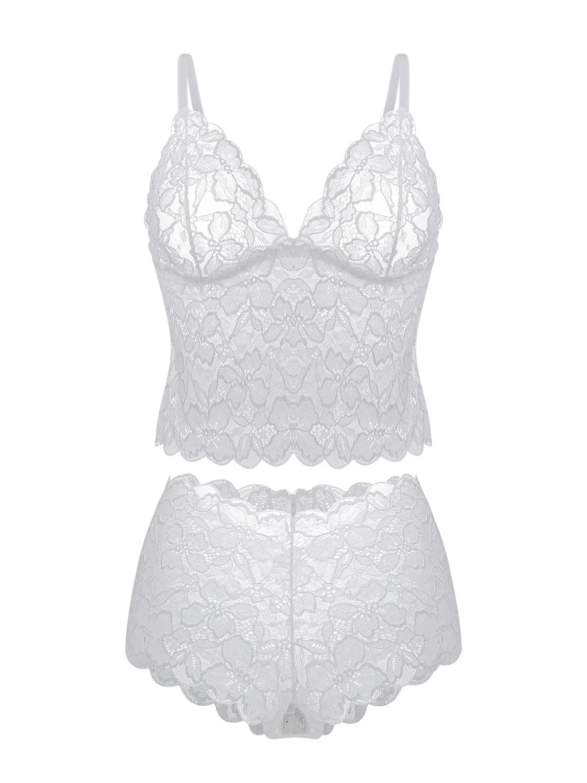 Sexy Sheer Floral Lace Bra Set for Women Wireless Unpadded Bralette and Panty Set Romantic Comfortable Underwear S-XL