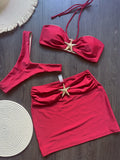 With Skirt Metal Star High Leg Cut Bikini Women Swimwear Female Swimsuit Three-pieces Bikini set Bather Bathing Suit Swim