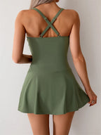 Solid Two Pieces Swimsuit 2026 Women Ruched Tankini Beach Dress Swimwear With Shorts Female Bathers Bathing Swimming Suit Summer