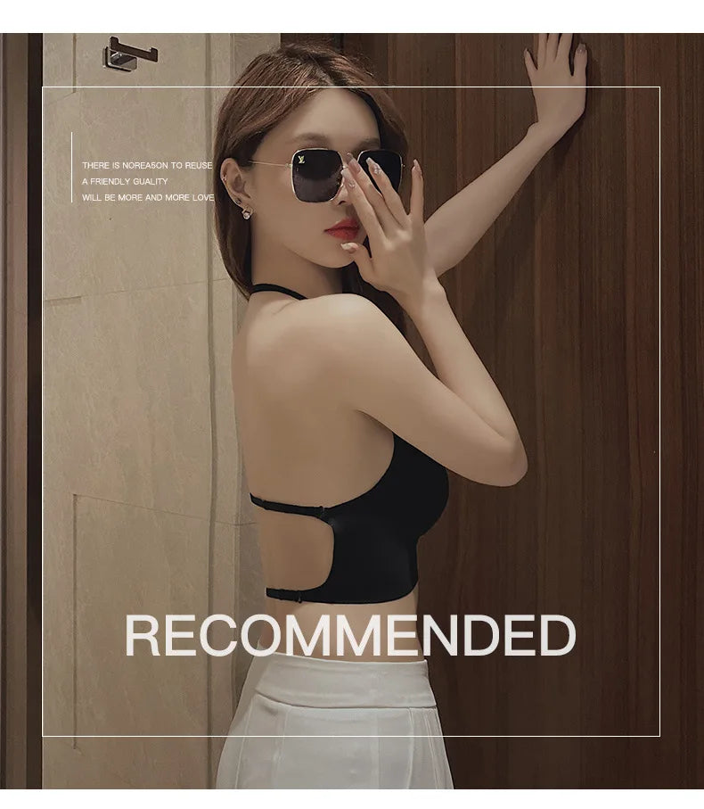 2024 Invisible Push Up Bra Backless Sexy Women Bras Low Cut Plunge Brassiere Open Back Wedding Underwear Seamless Lingerie