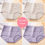 Plus Size M-5XL 4Pcs/Set High Waist Cotton Panties Women Body Shaper Underwear Soft Print Girls Briefs Slimming Female Lingerie