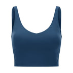 SHINBENE Women's V-neck Slimming Fitness Long-sleeve Padded Short-sleeve Sports Bra Yoga Bra Classic Athletic Tank Top