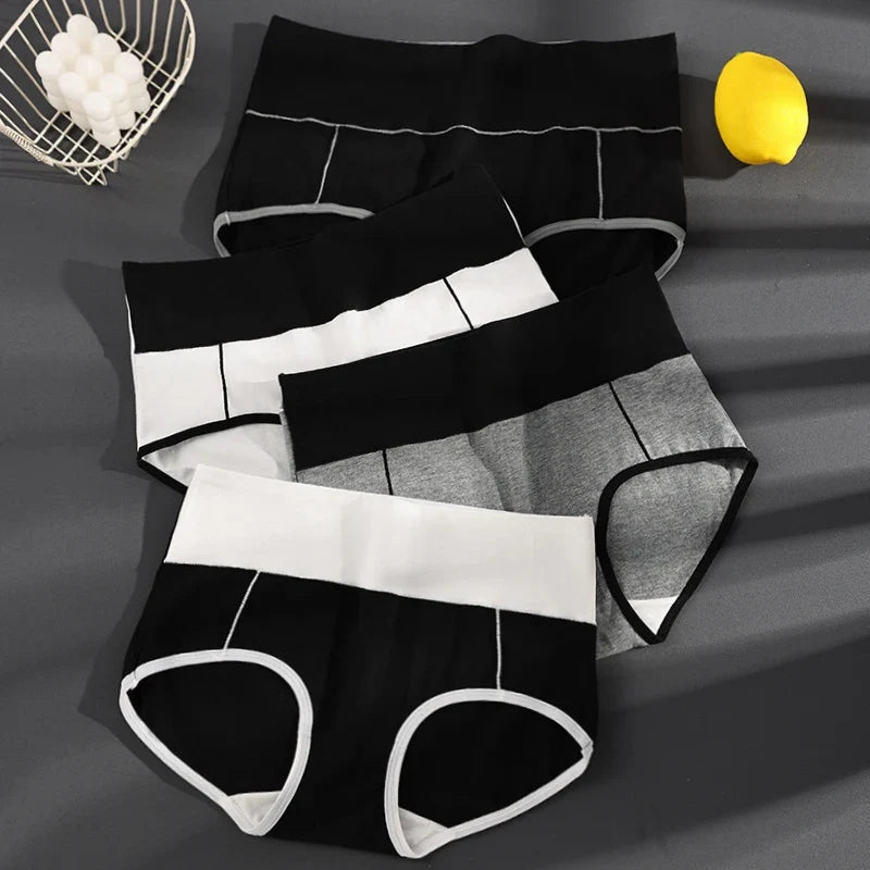 4PCS High Waist Women's Panties Body Shaper Underwear Breathable Cotton Underpants  Plus Size M-5XL Panty Slimming Female Briefs