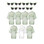 7 Pcs Bride Bridesmaid Robe Sets for Wedding Bridal Party Satin Robes Maid of Honor Robe with Heart Shaped Sunglasses