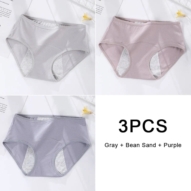 3PCS/set Women's menstrual briefs large flow postpartum water absorption leakproof briefs women's pure cotton menstrual briefs