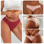 7PCS Women's Seamless Cotton Panties Ladies Low Rise Stripe Underwear Elastic Comfortable Cotton Briefs Breathable Sexy Lingerie