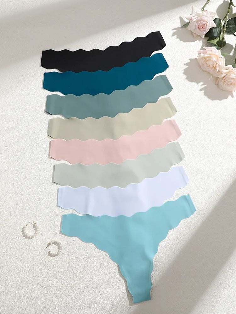 8Pcs Sexy Lingerie Women's Seamless Panties Ice Silk G-String Female Underpanties For Women Elasticity Thongs Secret G-String