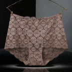 1Pc Fashion Women High Waist Plus Size Panties Lace Mesh Floral Transparent Briefs Underwear Solid Seamless Underpants Lingerie