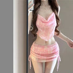 women Sexy 3pcs Bikini Set Slimming Wrap Skirt Beach Resort Hot Spring Swimsuit Cover Up Swimwear for Vacation Thermal Spa