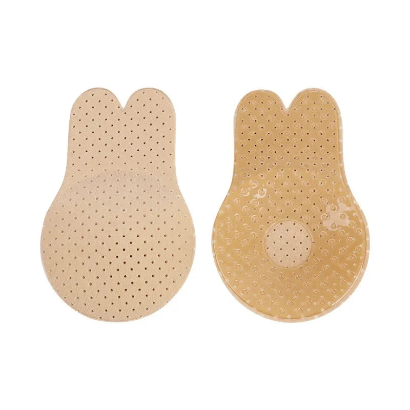 Women Push Up Bras Self Adhesive Silicone Strapless Invisible Bra Reusable Sticky Breast Lift Tape Rabbit Nipple Cover Bra Pads