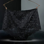 1Pc Fashion Women High Waist Plus Size Panties Lace Mesh Floral Transparent Briefs Underwear Solid Seamless Underpants Lingerie