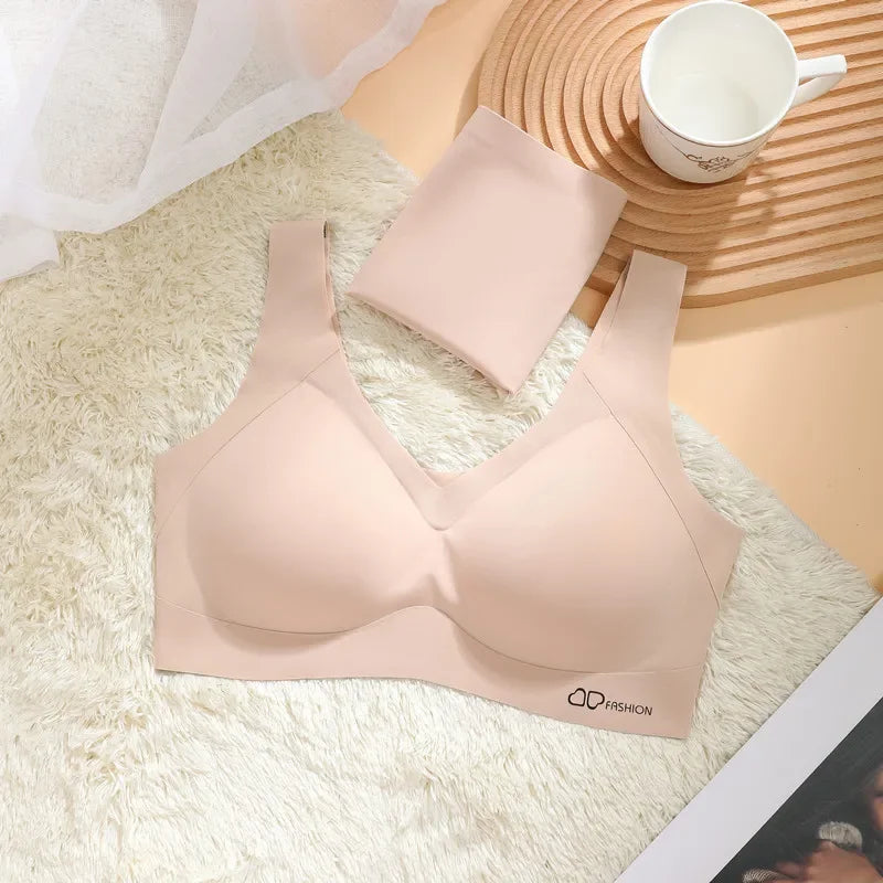 A /B / C Fixed Cup Seamless   Oversized Bra Thin Push Up  Women Underwear