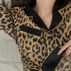 Women's Spring And Autumn Pajamas Two-Piece Set Of Women Loose Fashion Leopard Print Long-Sleeved Ladies Upscale Homewear Suit